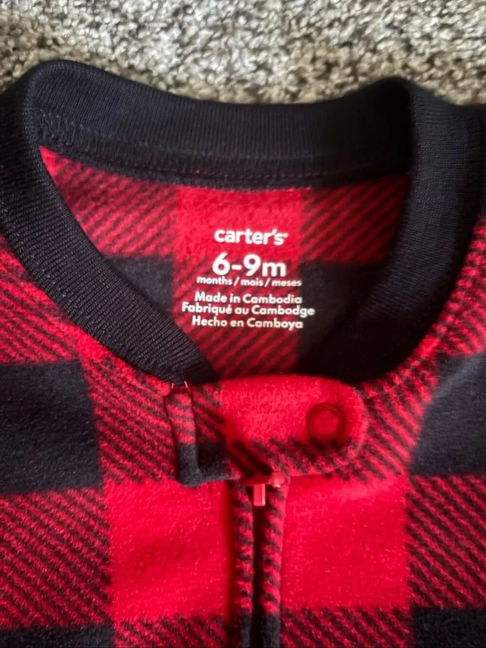 ❤️Carter’s Buffalo Plaid Fleece Sleep Sack 6-9M